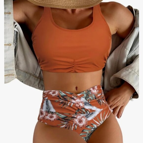 💥3/$30💥 NWOT Women's Summer High Waisted Two Piece Bikini Sets Swimsuit - Picture 1 of 6